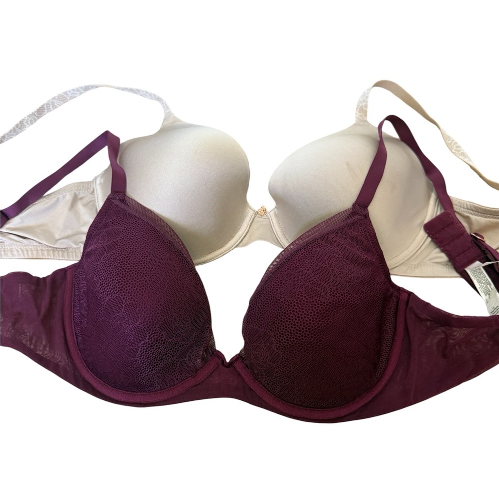 Skarlett Blue Lace Push-Up Bra Set - Purple and Cream 36C